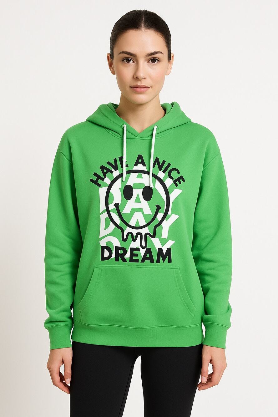 NWT BP Nordstrom Lime Green Graphic Print Hoodie Sweatshirt Women's Medium